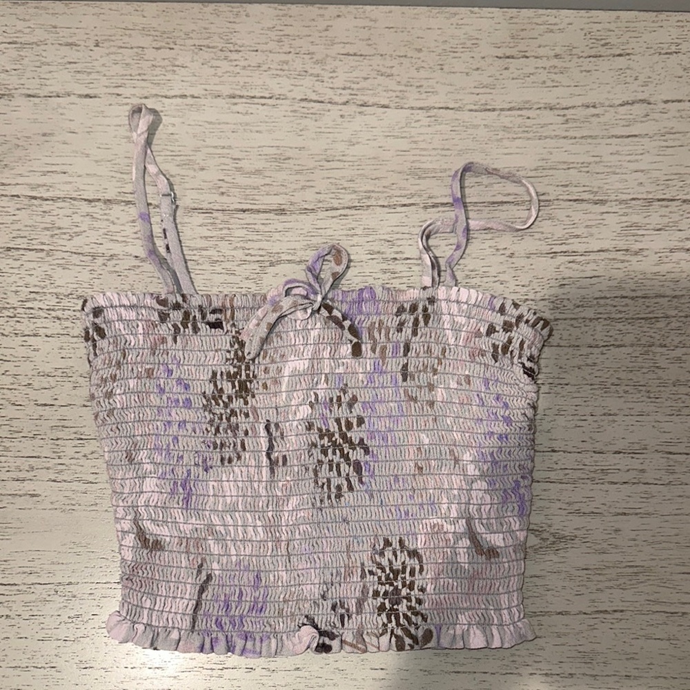Aritzia Wilfred Lavender Patterned Women's Crop Top